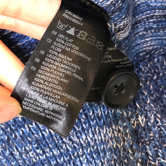 SOLD H&M Blue Marled Chunky Knit Button Front Cardigan - Picture 7 of 10